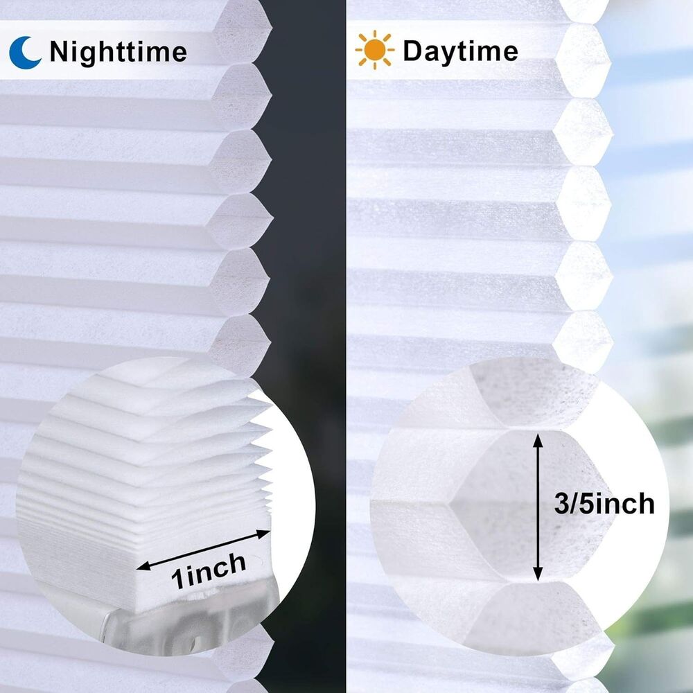 LazBlinds Cordless Cellular Shade, No Tools No Drill White, 32" W x 48" H
